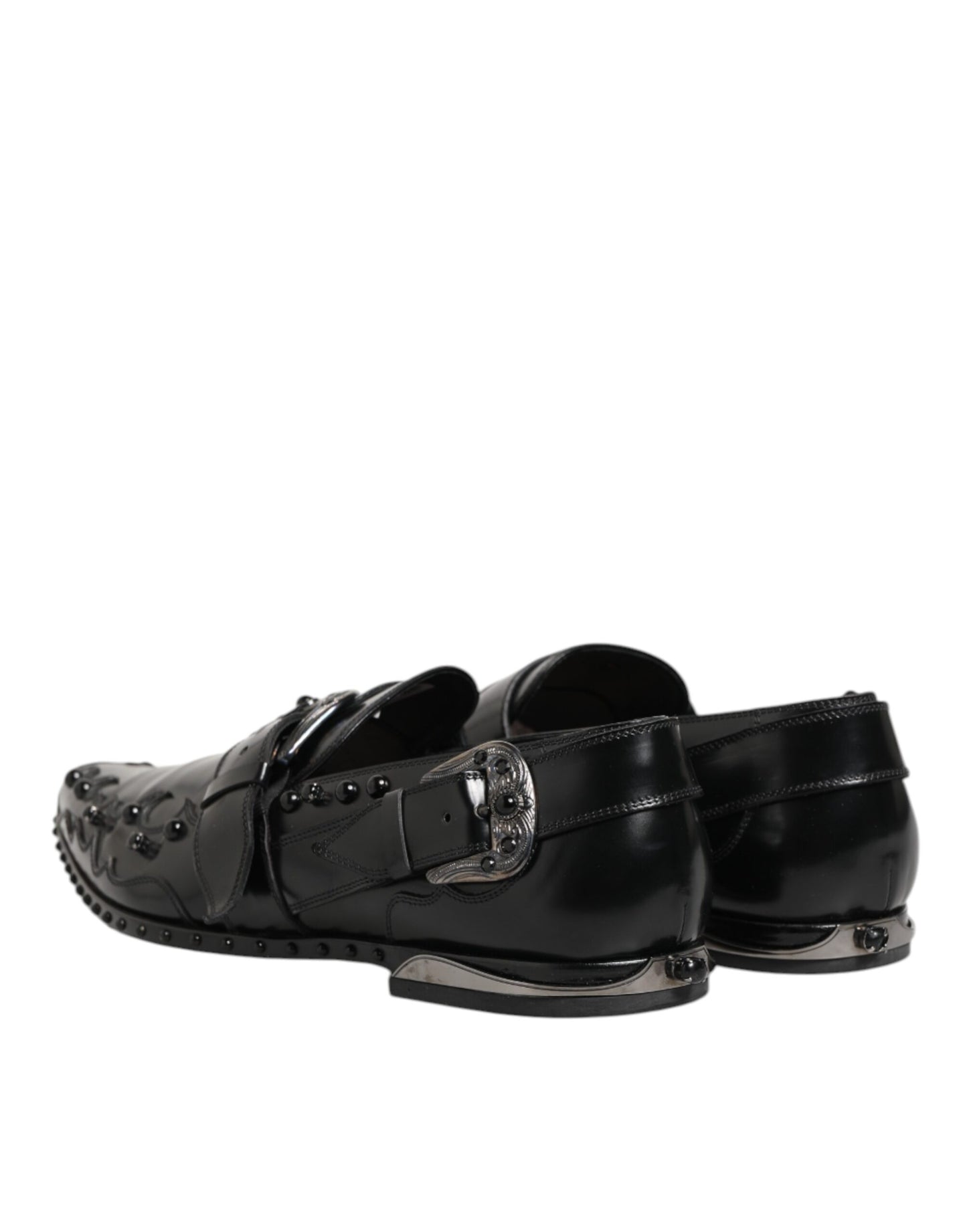 Dolce & Gabbana Black Embellished Dress Monk Strap Shoes