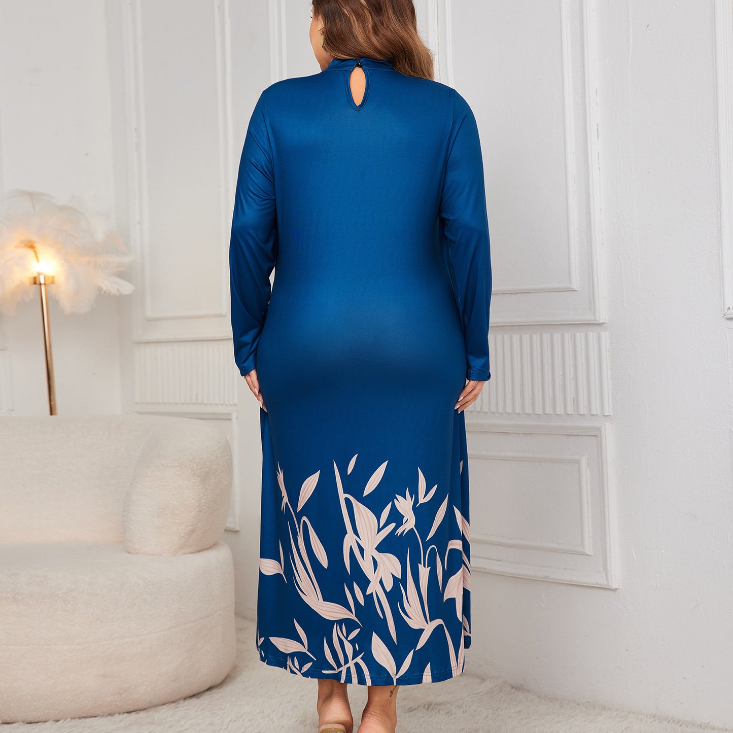Fake Two-piece Turtleneck Long Sleeve Asymmetric Dress Women