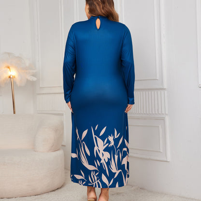 Fake Two-piece Turtleneck Long Sleeve Asymmetric Dress Women