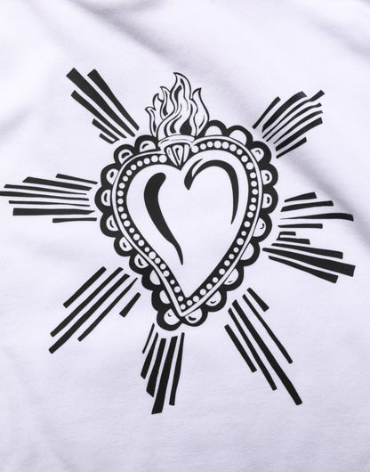 Dolce & Gabbana White Sacred Heart Hooded Sweatshirt Sweater