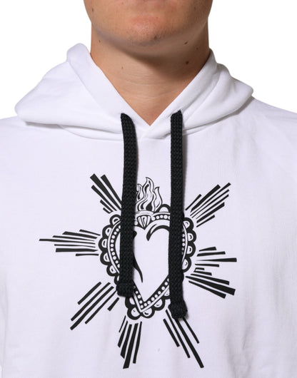 Dolce & Gabbana White Sacred Heart Hooded Sweatshirt Sweater