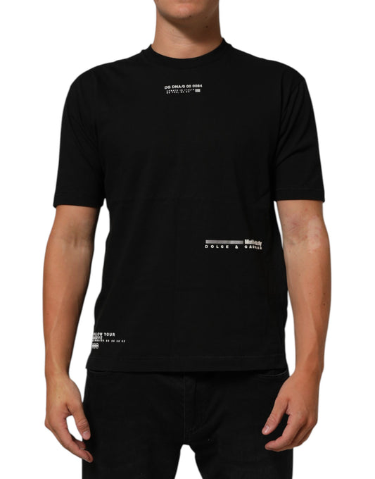 Dolce & Gabbana Black Statement Cotton Men Crew Neck T-shirt