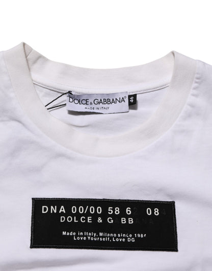Dolce & Gabbana White Cotton Logo Print Crew Neck Men T-shirt