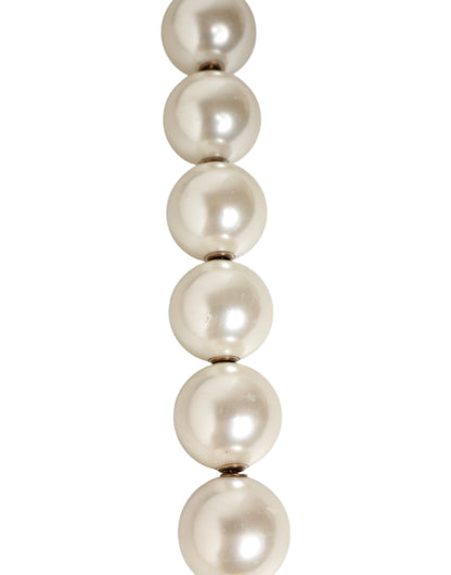 Dolce & Gabbana Black Leather Pearl Chain Bag Accessory Shoulder Strap