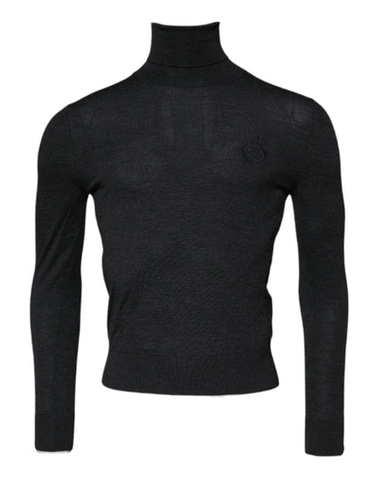 Dolce & Gabbana Black Wool Turtle Neck Men Pullover Sweater