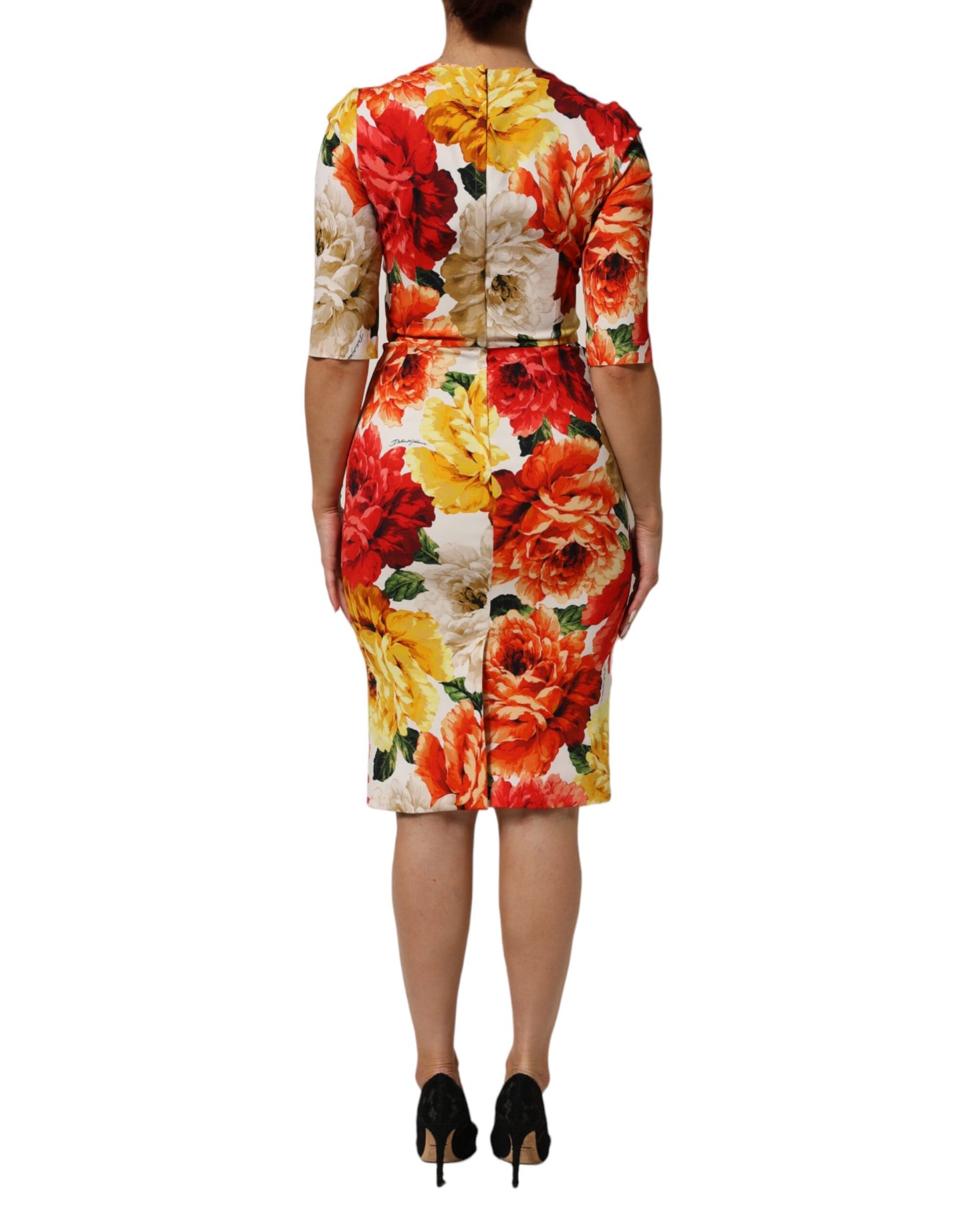 Dolce & Gabbana Multicolor Floral Print Viscose Sheath Dress