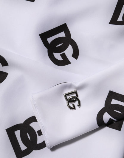 Dolce & Gabbana Black White Logo Monogram Long Sleeves Jumpsuit Dress