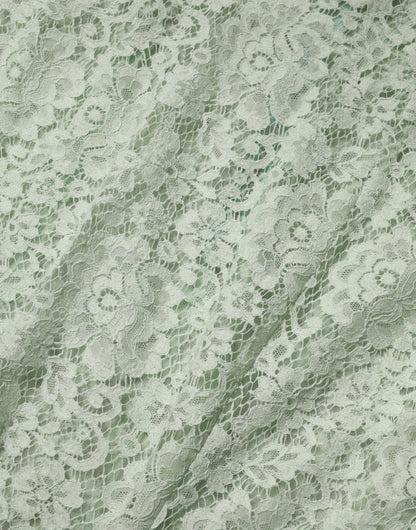 Dolce & Gabbana Mint Green Floral Lace Trim Midi Dress