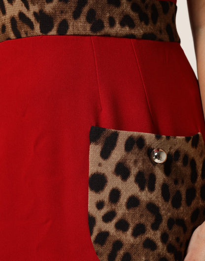 Dolce & Gabbana Red Leopard Viscose Sheath A-line Dress
