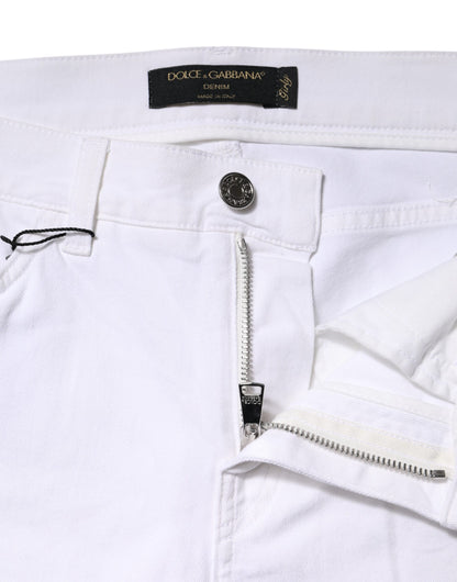 Dolce & Gabbana White GIRLY Floral Embroidery Denim Jeans