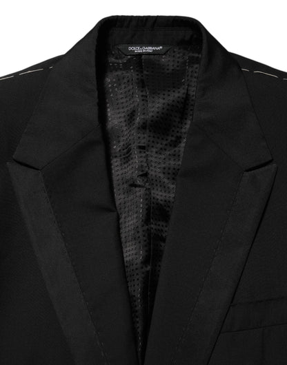 Dolce & Gabbana Black Wool 2 Buttons Suit Men Jacket Blazer