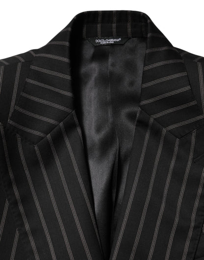 Dolce & Gabbana Black Stripes SICILIA 1 Button Suit Blazer