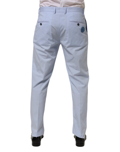 Dolce & Gabbana Light Blue Cotton Stretch Tapered Men Trouser Pants