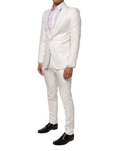 Dolce & Gabbana White Brocade 2 Piece MARTINI Formal Suit