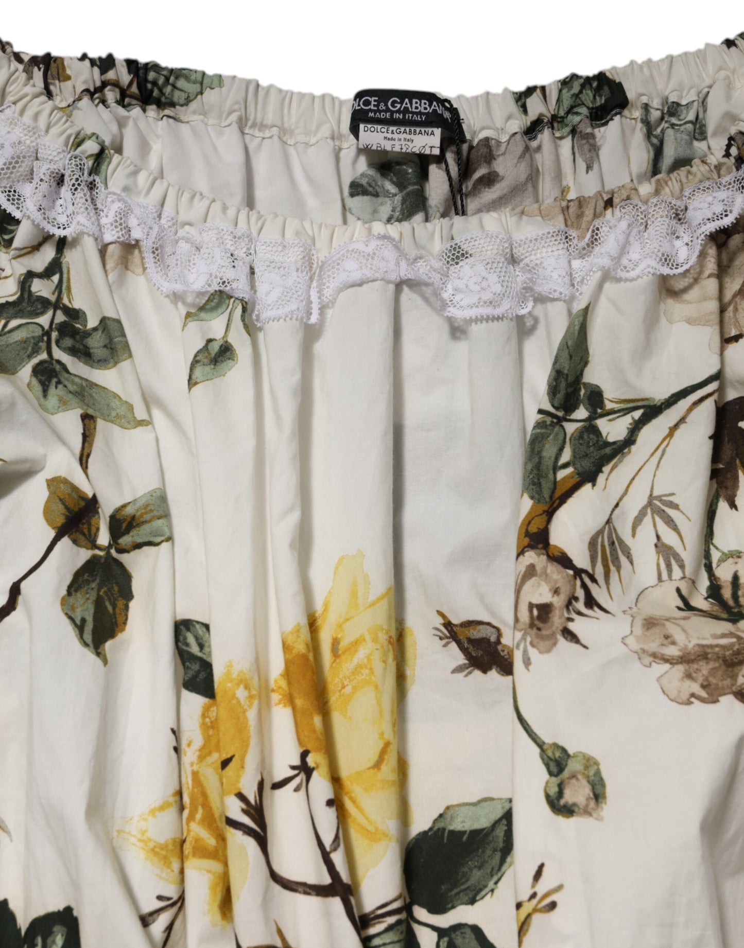 Dolce & Gabbana White Floral Lace Off Shoulder Mini Dress
