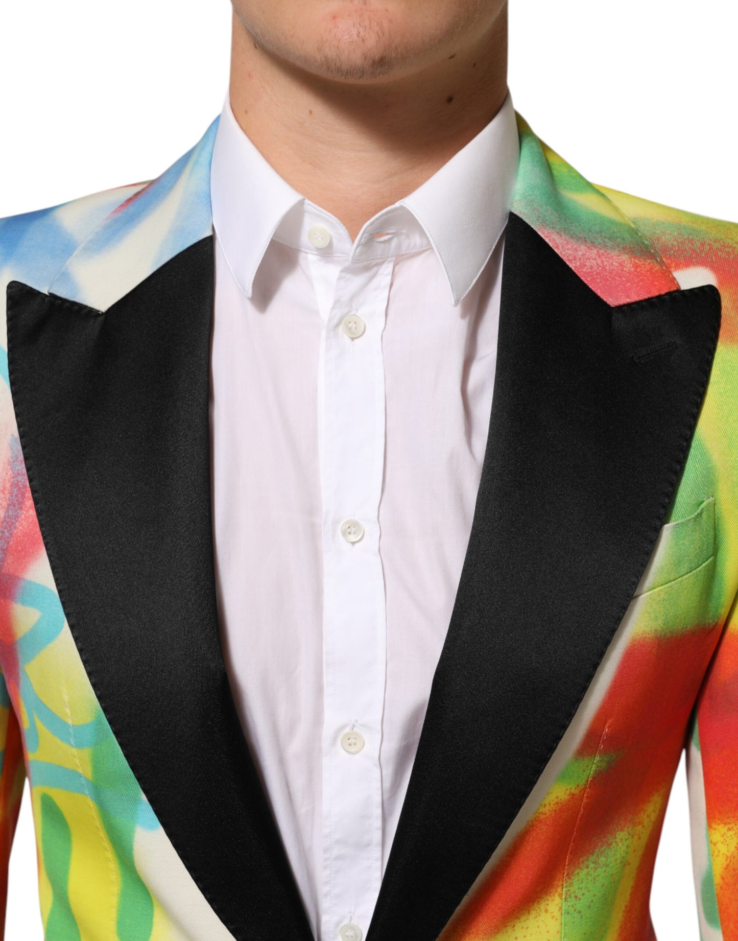 Dolce & Gabbana Multicolor Graffiti SICILIA 1 Button Men Suit Blazer