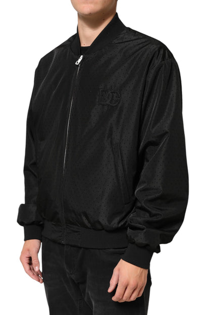 Dolce & Gabbana Black Acetate Full Zip Bomber Men Jacket