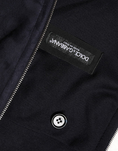 Dolce & Gabbana Black Leather Full Zip Hooded Blouson Jacket