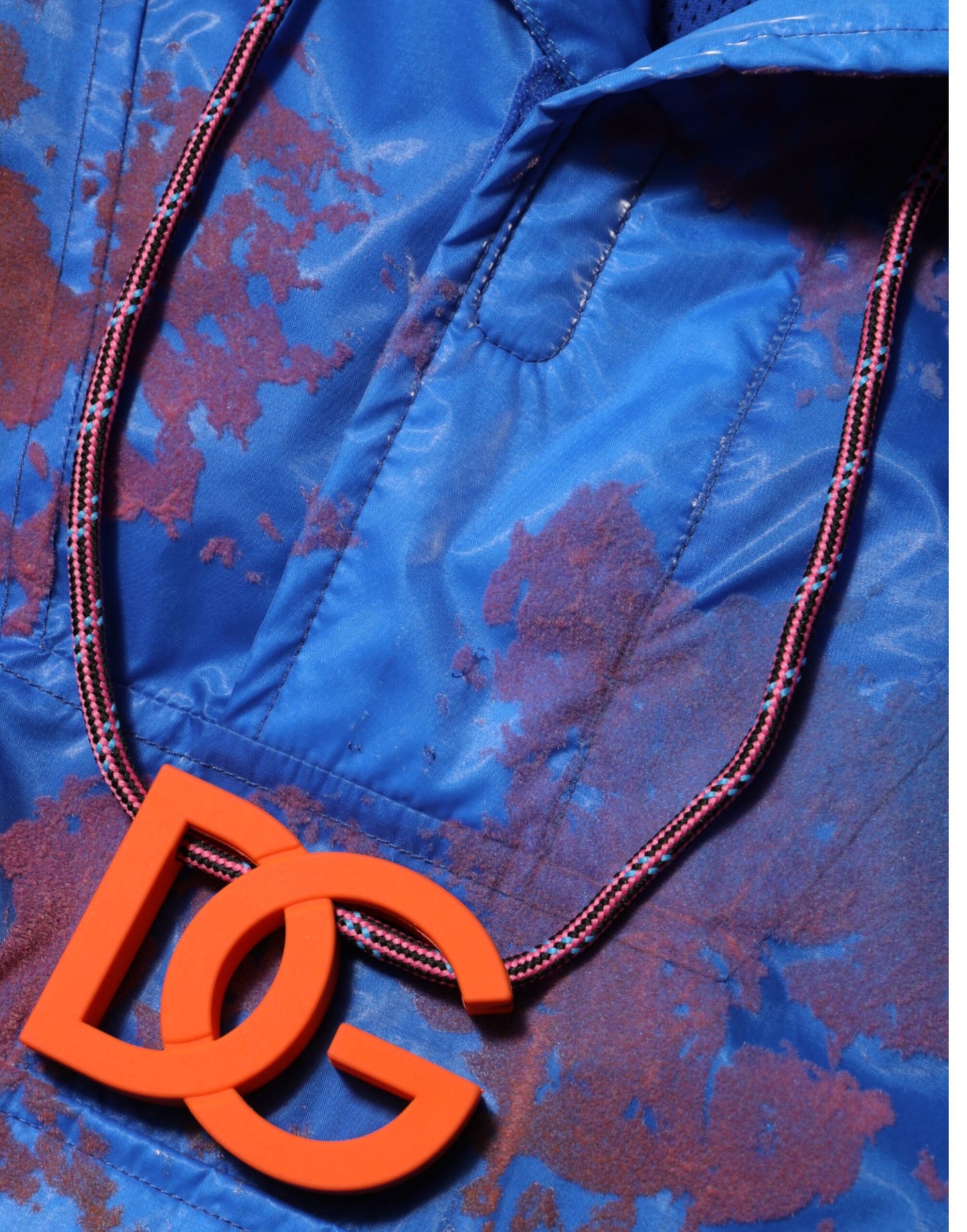 Dolce & Gabbana Blue Tie Dye Logo Hooded Sweatshirt Jacket