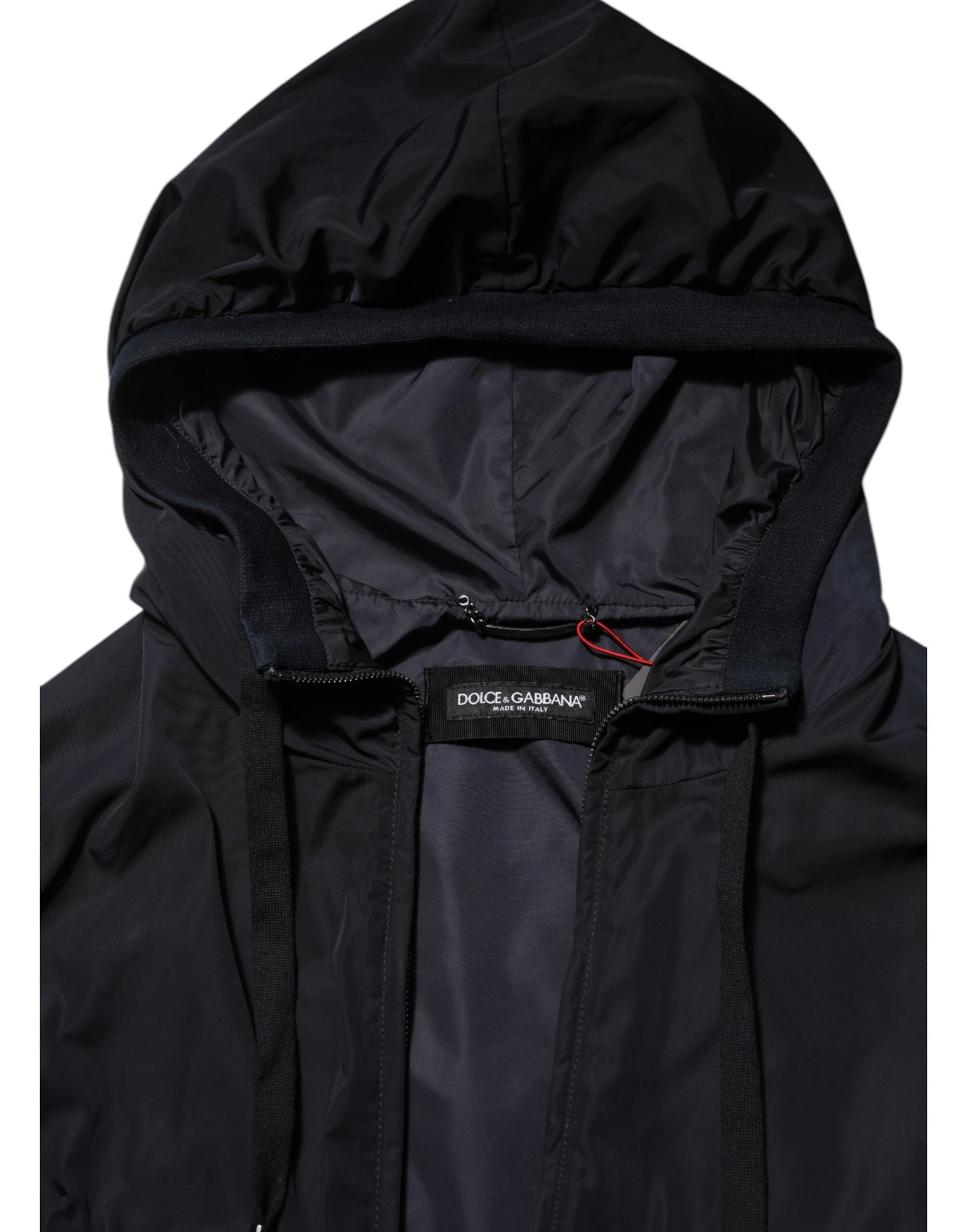 Dolce & Gabbana Blue Logo Tape Hooded Full Zip Bomber Jacket