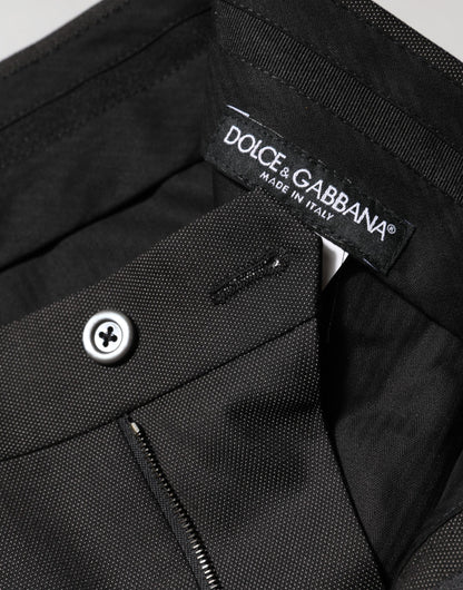 Dolce & Gabbana Black Polyester Mid Waist Dress Trouser Pants