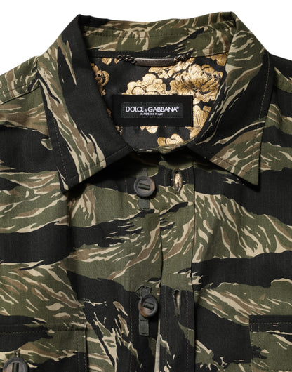 Dolce & Gabbana Multicolor Camouflage Cotton Casual Shirt