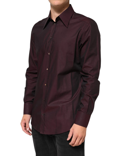 Dolce & Gabbana Violet GOLD Cotton Collared Dress Formal Shirt