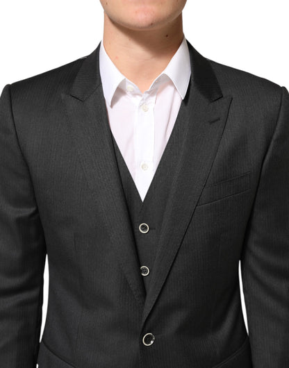 Dolce & Gabbana Black MARTINI 2 Buttons Suit 3 Piece Suit