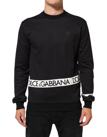 Dolce & Gabbana Black Logo Crew Neck Men Sweatshirt Sweater