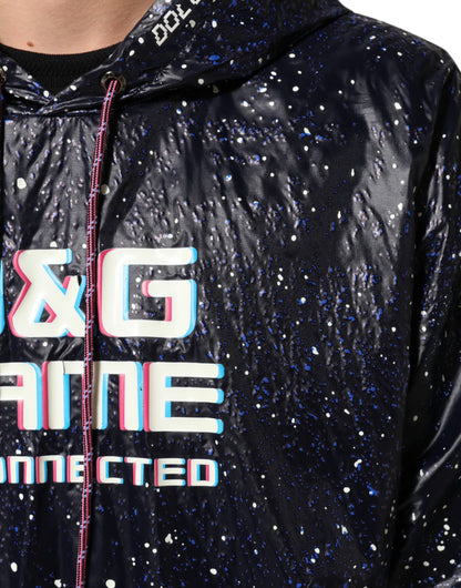 Dolce & Gabbana Blue D&G Game Hooded Men Sweatshirt Sweater