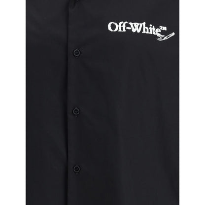 Off-White Black Cotton Pattern Shirt