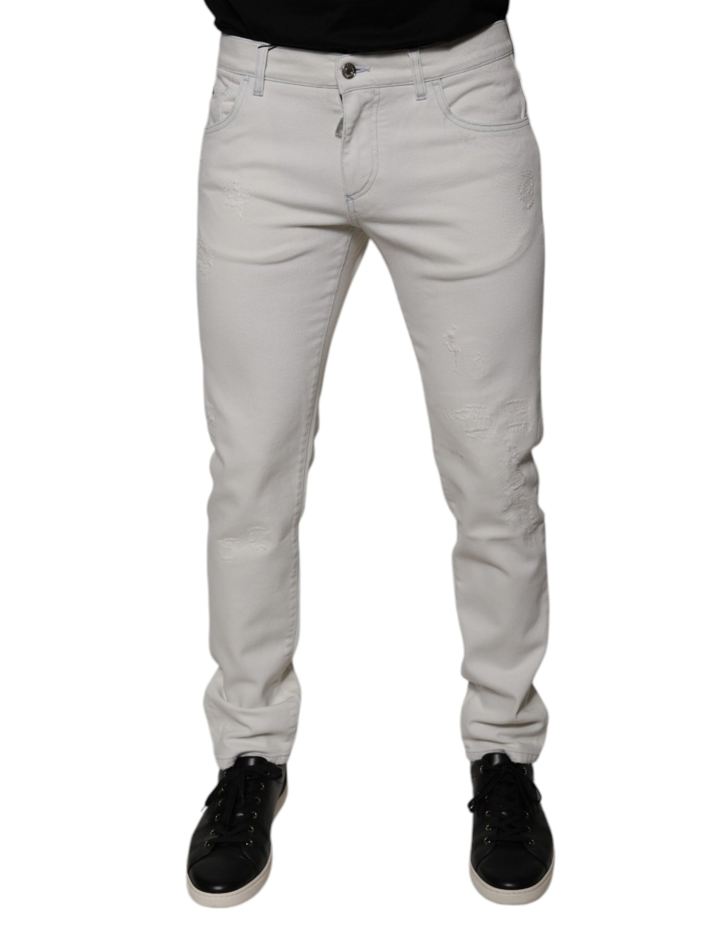 Dolce & Gabbana White Cotton Stretch Skinny Men Denim Jeans