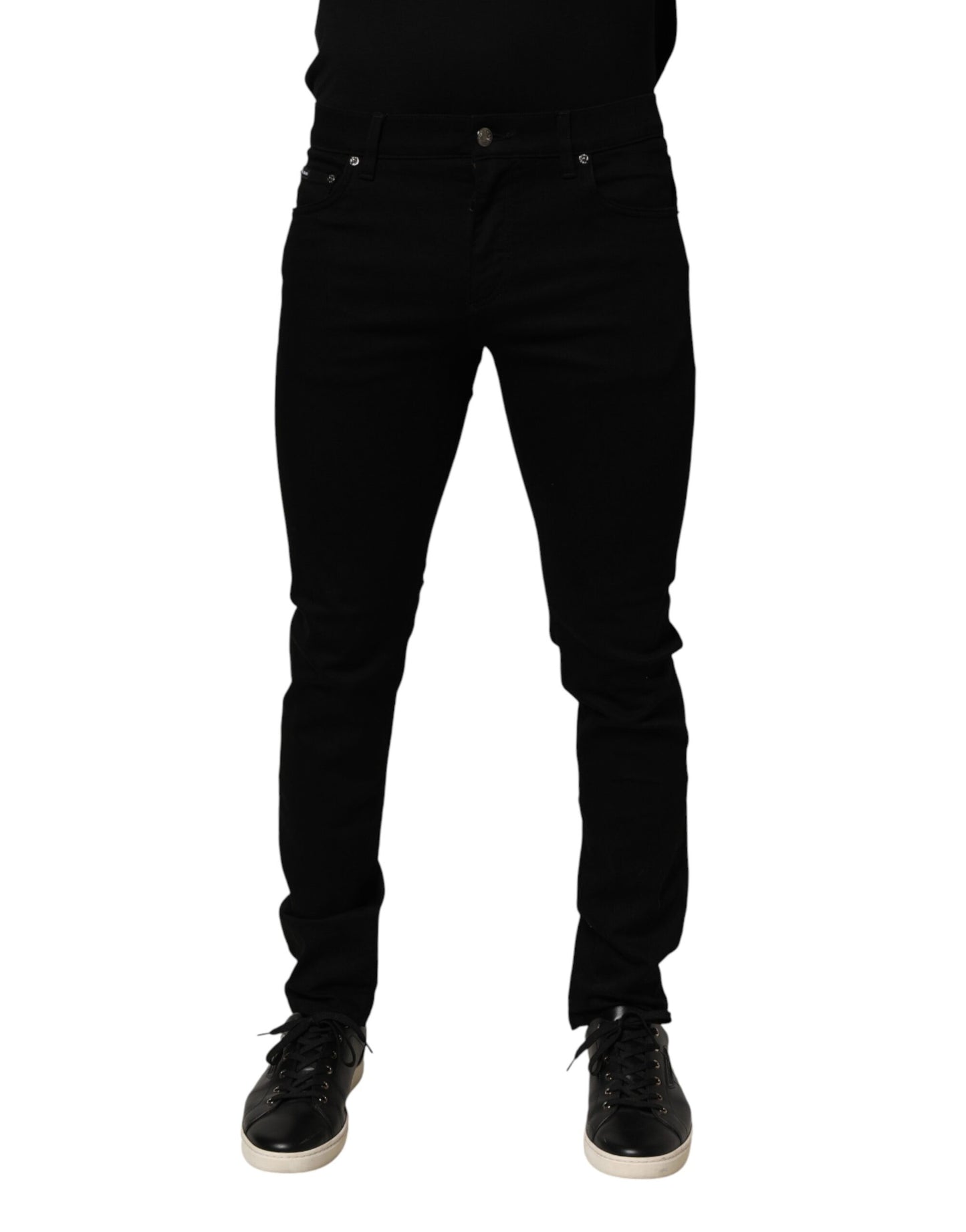 Dolce & Gabbana Black Cotton Stretch Slim Fit Men Denim Jeans
