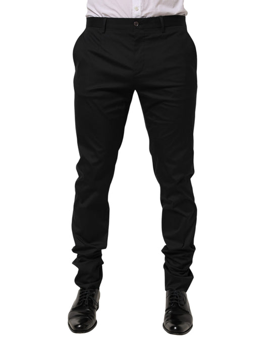 Dolce & Gabbana Black Cotton Formal Dress Men Trouser Pants