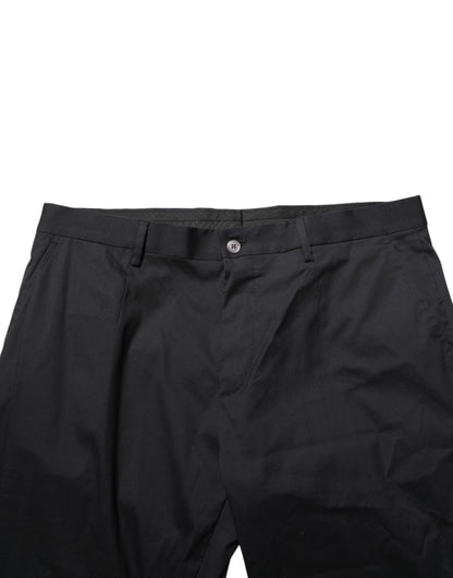 Dolce & Gabbana Black Cotton Formal Dress Men Trouser Pants