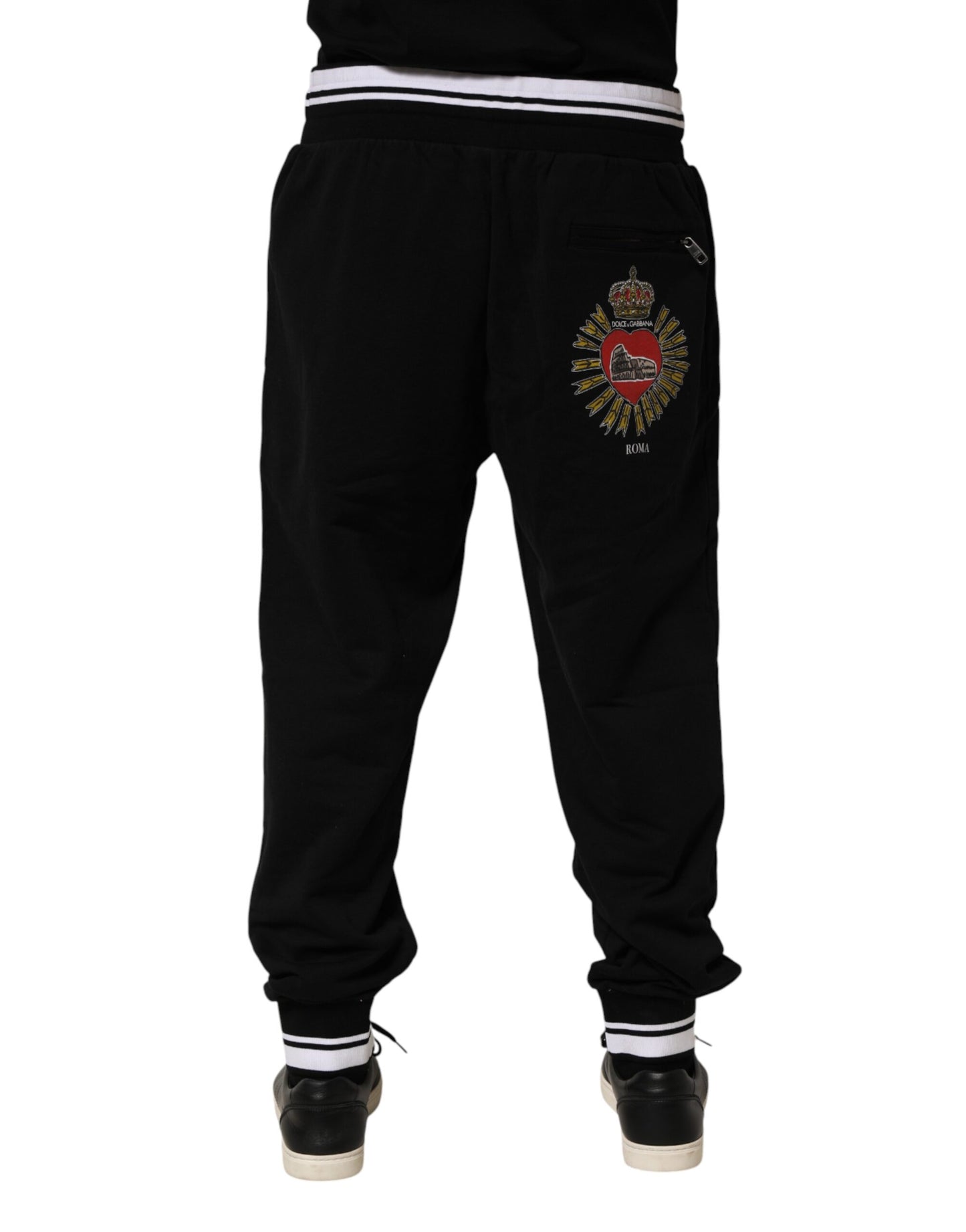Dolce & Gabbana Black Cotton Sacred-Heart Men Jogger Pants
