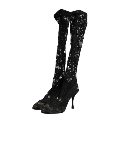 Dolce & Gabbana Black Pumps Taormina Lace Socks Boots Shoes