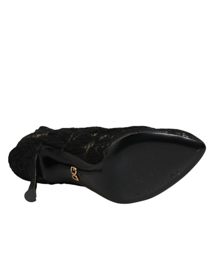 Dolce & Gabbana Black Pumps Taormina Lace Socks Boots Shoes