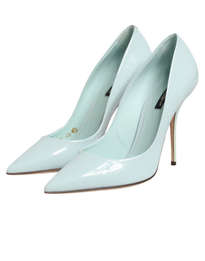 Dolce & Gabbana Mint Green Leather Stiletto Heels Pumps Shoes