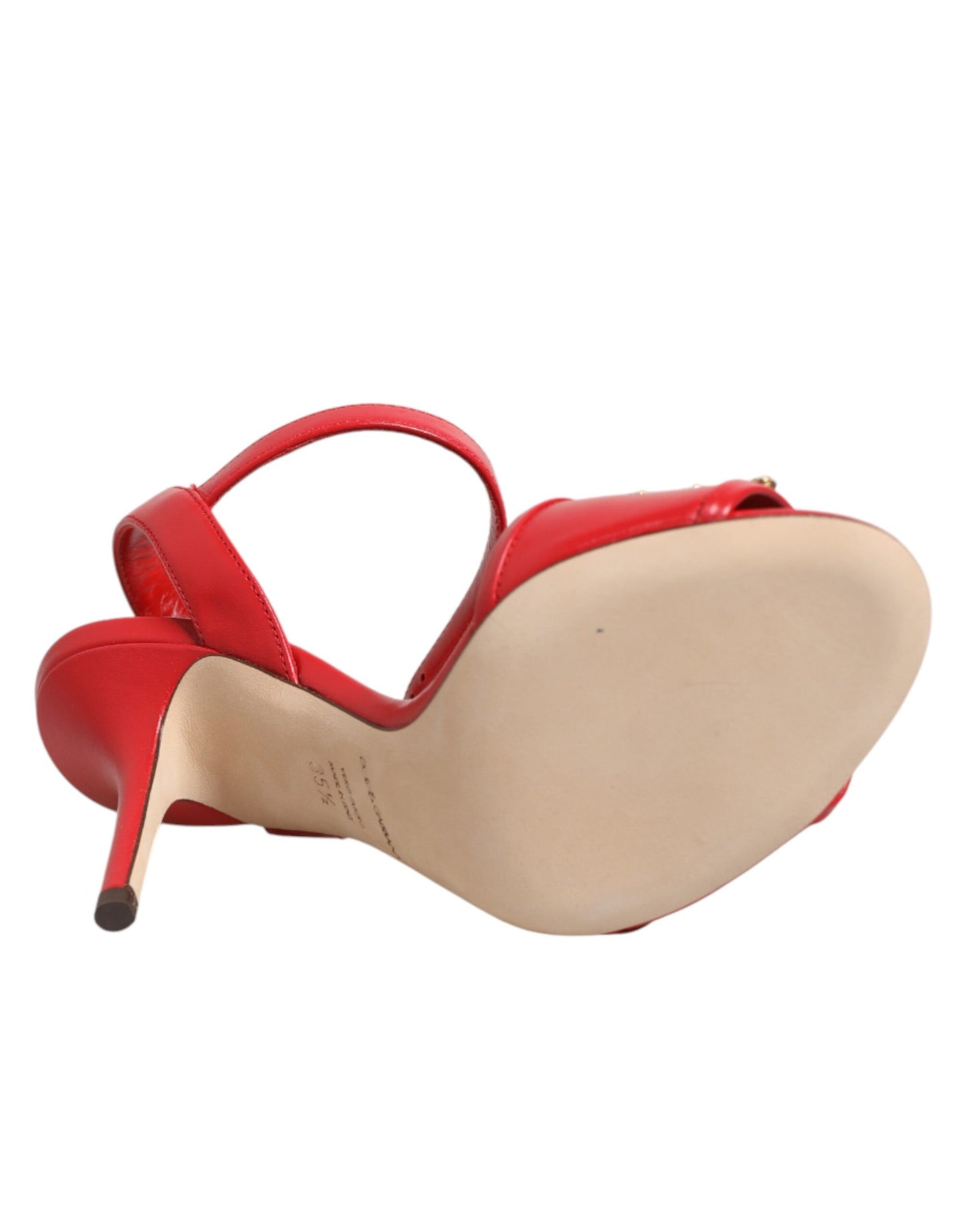 Dolce & Gabbana Red Leather DG AMORE Heels Sandals Shoes