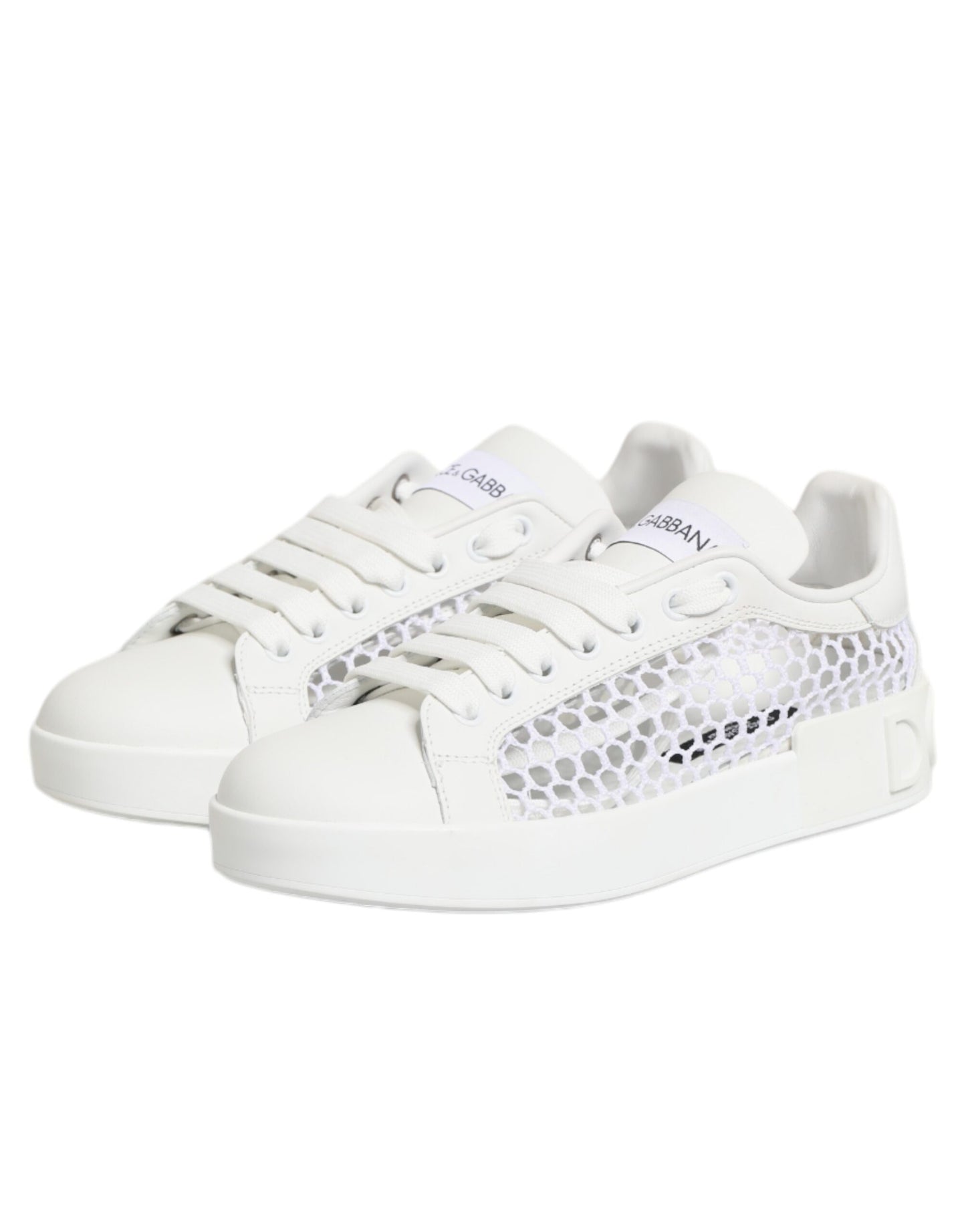 Dolce & Gabbana White Mesh Inserts Low Top Sneakers Shoes