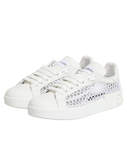 Dolce & Gabbana White Mesh Inserts Low Top Sneakers Shoes