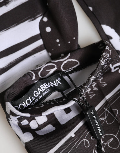 Dolce & Gabbana Black White DG Logo Elbow Length Mitten Gloves