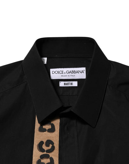 Dolce & Gabbana Black DG Cotton Collared MARTINI Dress Shirt
