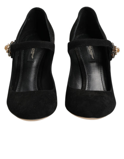 Dolce & Gabbana Black Embellsihed High Heels MARY JANES Shoes
