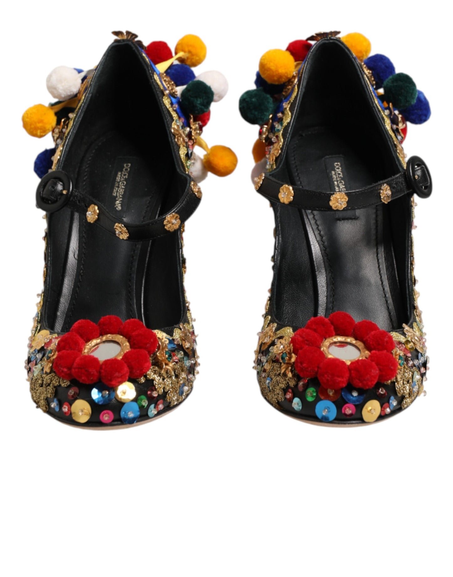Dolce & Gabbana Black Gold Embellished MARY JANES Pumps  Shoes