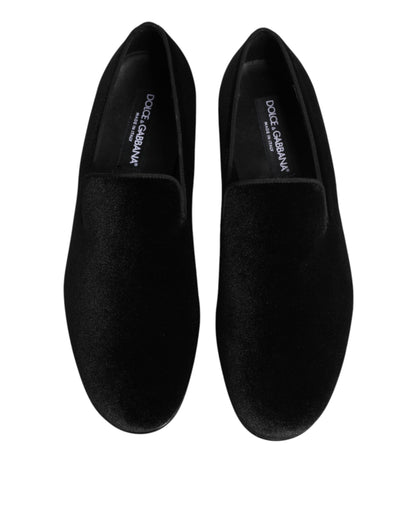 Dolce & Gabbana Black Leather Suede Slip On Loafers Dress Shoes