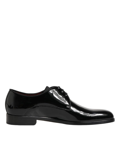 Dolce & Gabbana Black Calfskin Leather Derby Dress Shoes