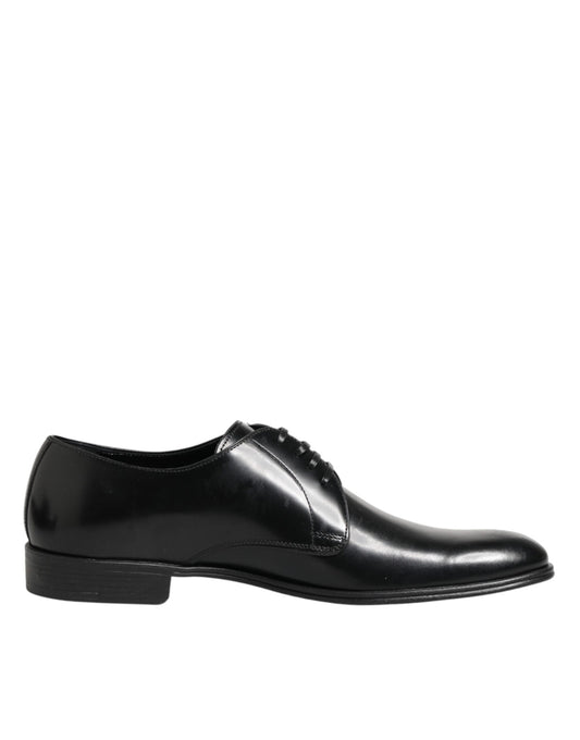 Dolce & Gabbana Black Calfskin Leather Derby Dress Shoes
