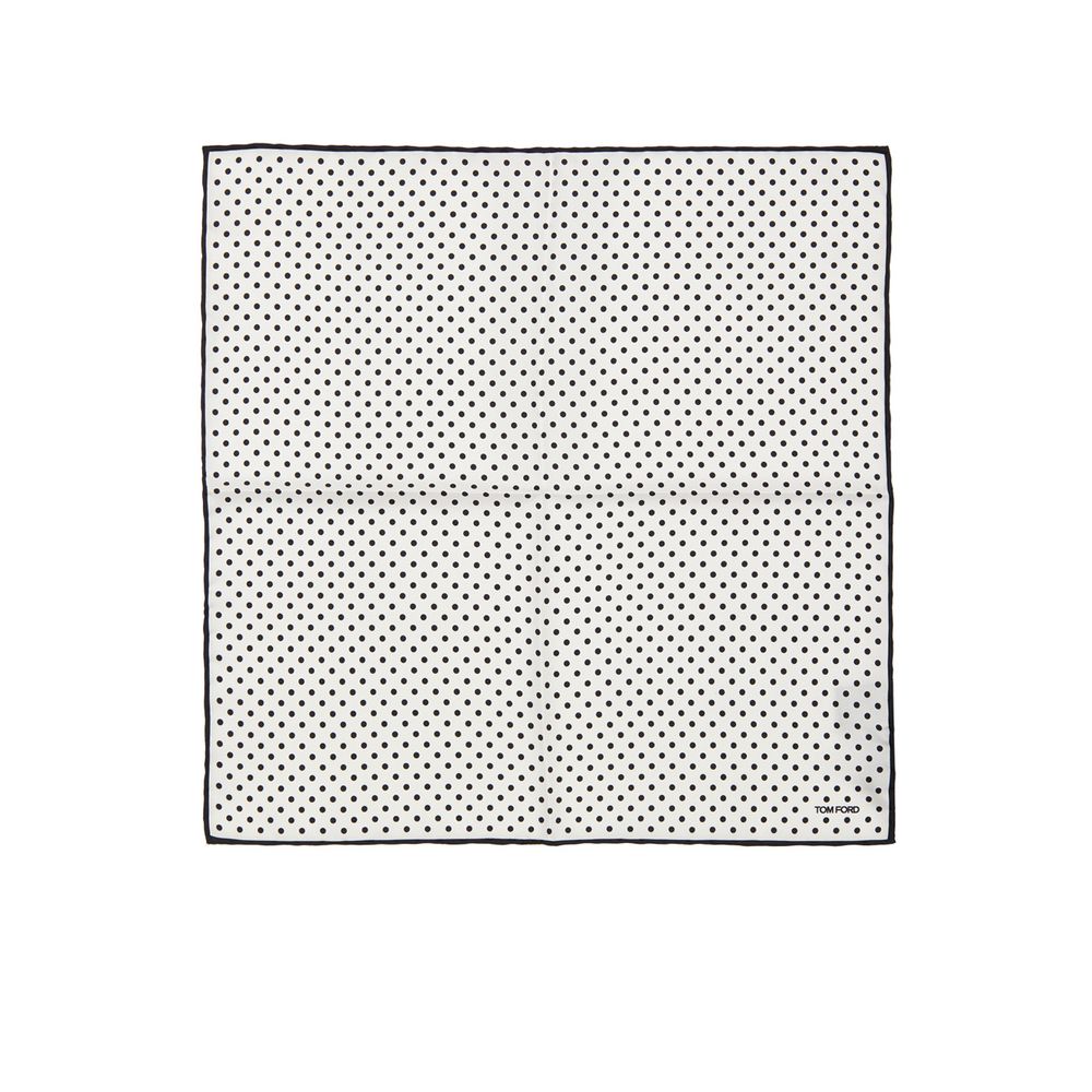 Tom Ford Black And White Silk Pocket Square
